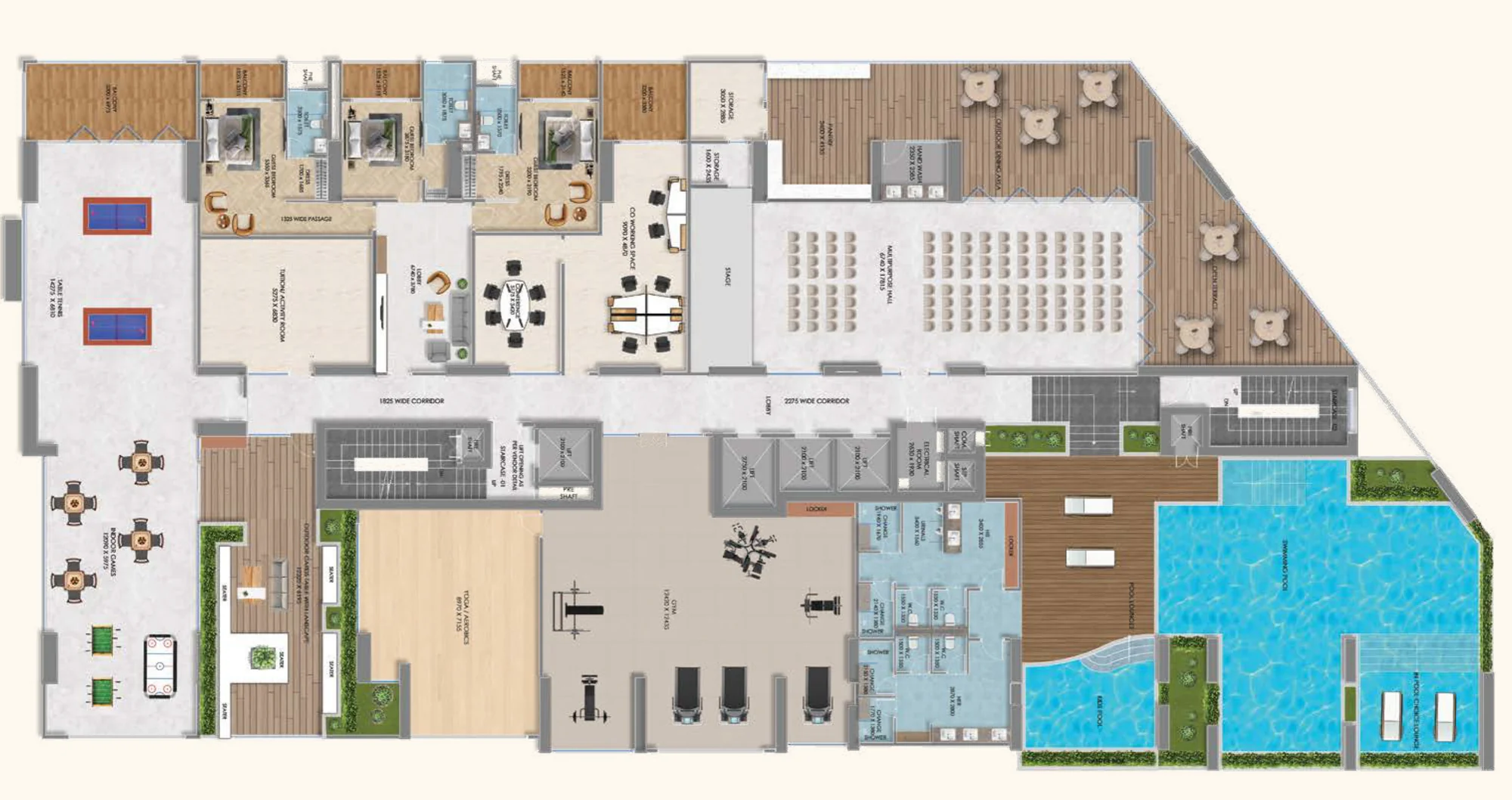 Clubhouse floor plan and amenity legend