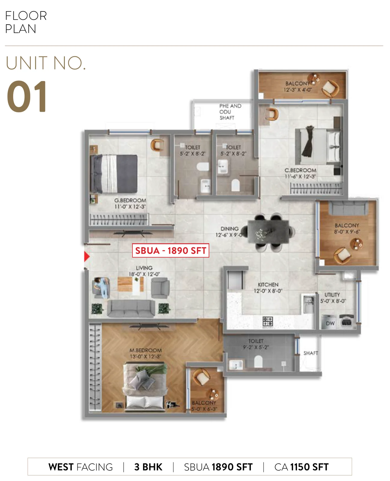 Floor plan, Unit 01