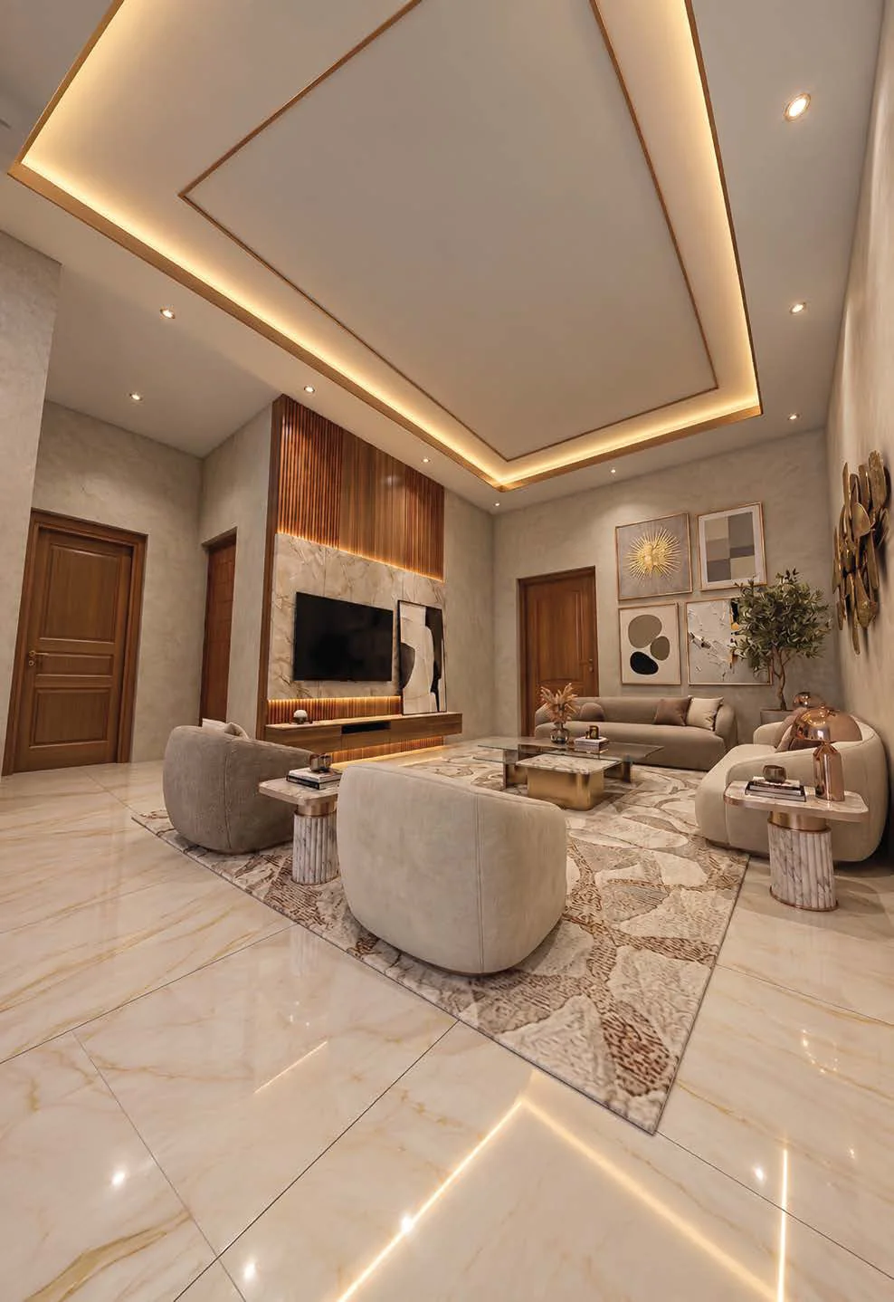 3 BHK living and dining