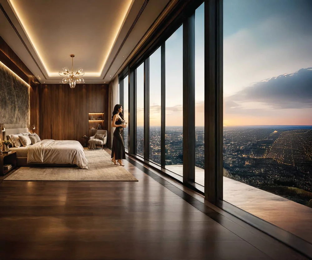 Master bedroom with city view